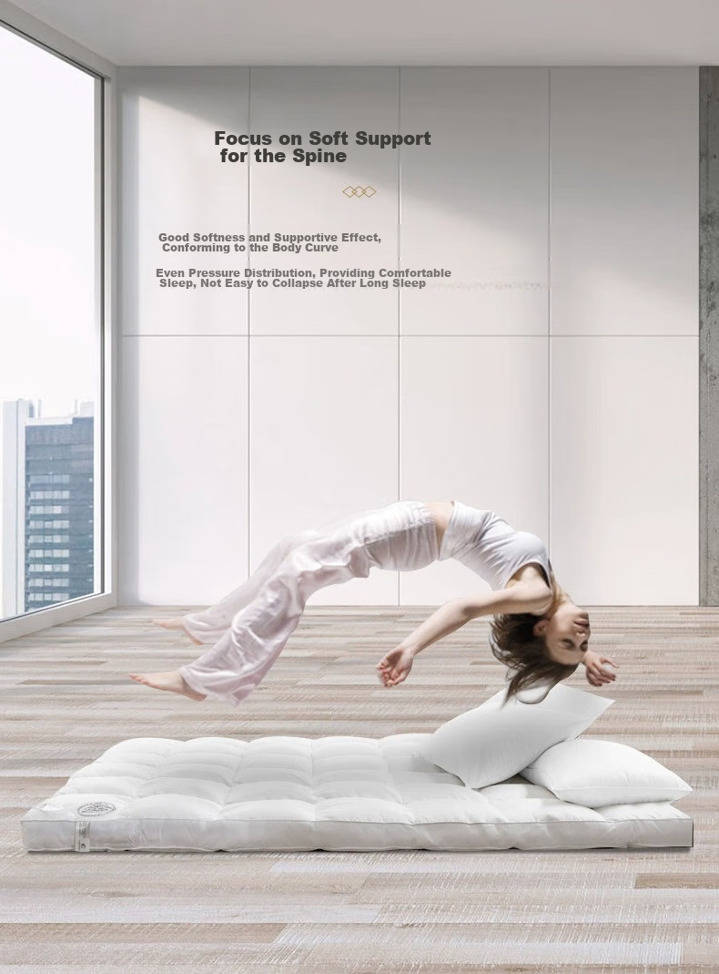 Canasin Hotel Mattress Pad, Thickened Foldable Non-Slip Protective Mat, Antibacterial Fiber Pad, Double Size 150*200cm + 3 6