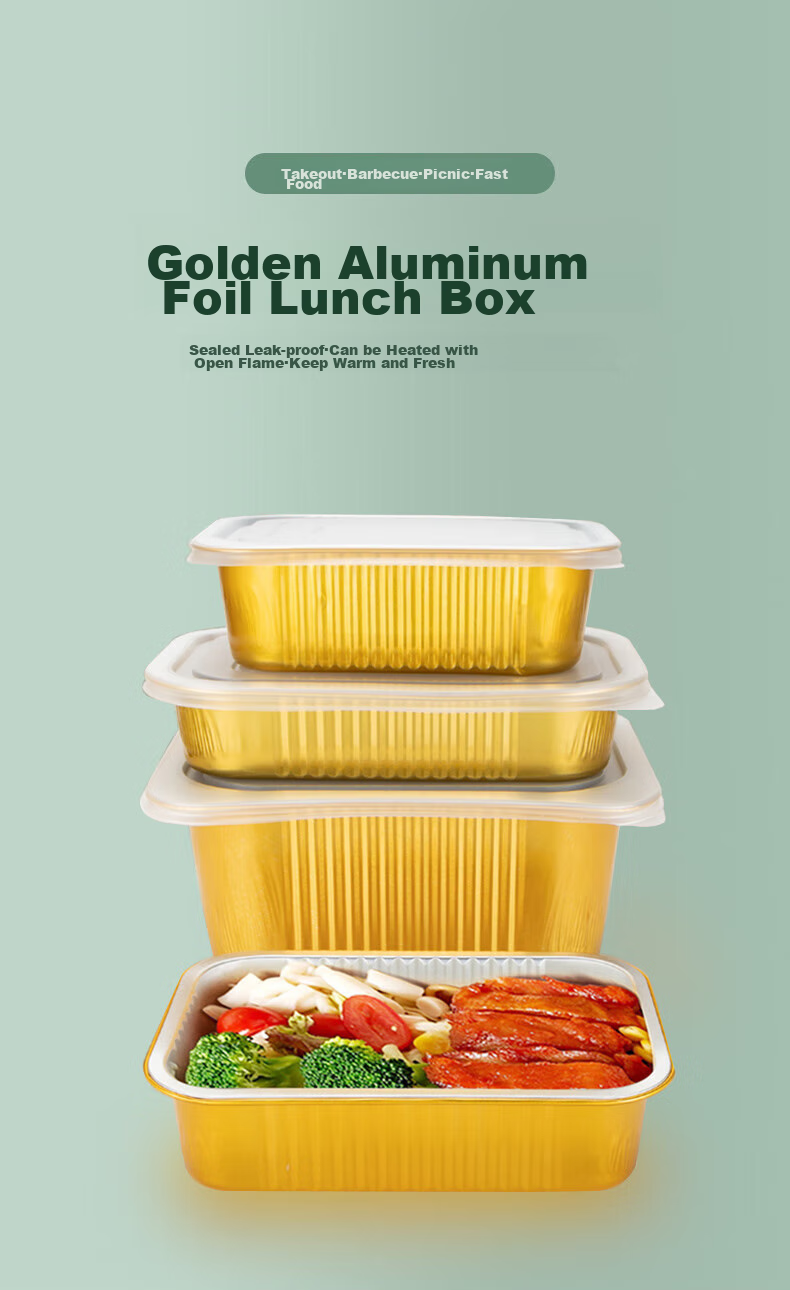 Tangzongkuai Disposable Aluminum Foil Takeout Boxes, 930ml*10 Pieces, with Lids, Square Thickened Food Containers for Takeout And Camping 1