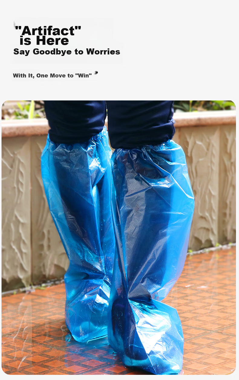 BWNK Disposable Rain Shoe Covers [50 Pack], Adult And Children's Universal Extended Thick Outdoor High-Top Shoe Covers 1