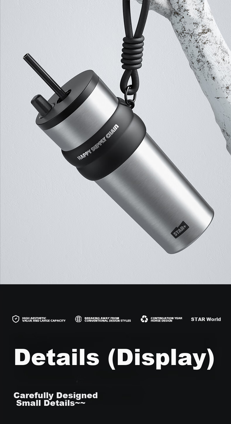Shidajia Insulated Mug, Large Capacity Water Bottle for Men And Women, Premium Business Tumbler with Straw, 316 Stainless Steel Car Cup 11