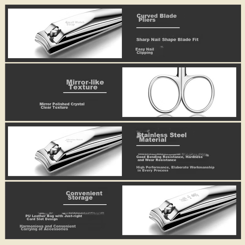 Zhangxiaoquan Nail Care Beauty Set with Stainless Steel Nail Clippers, Nose Hair Trimmer, Ear Pick, Lingyue Series H40910800
