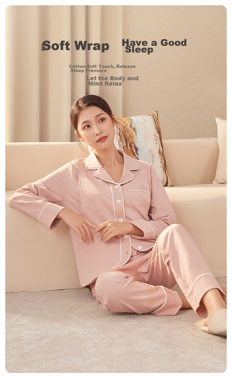 Shiyuejiejing Maternity Pajamas Spring And Autumn Cotton Postpartum Nursing Loungewear Set, Light Pink, Size M 5