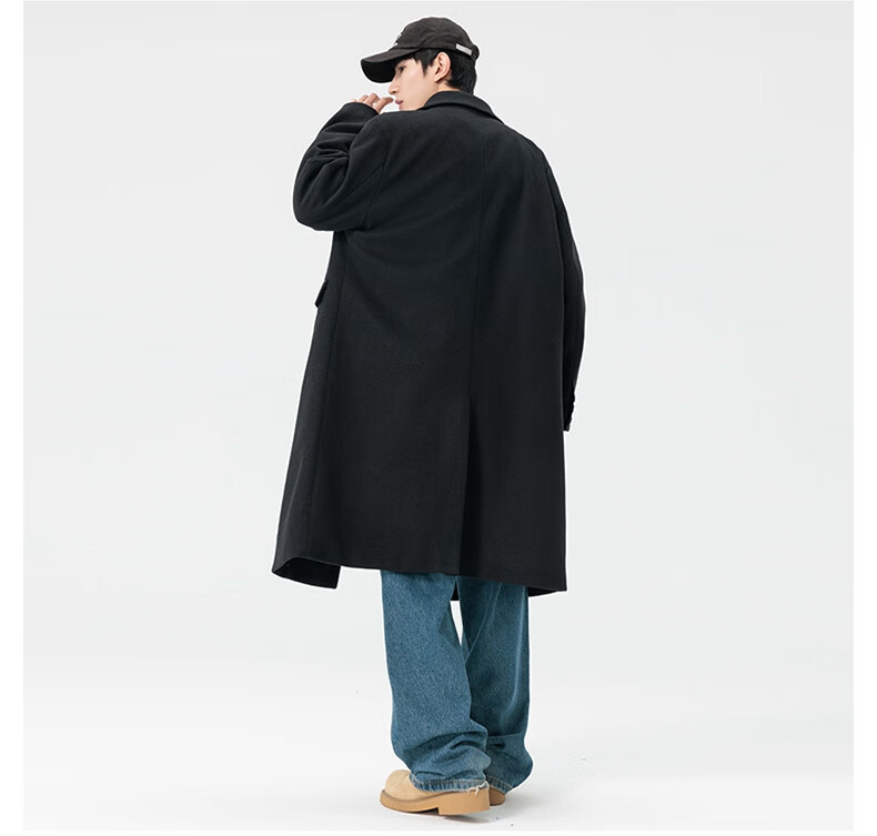 Dingfengbaoluo Men's Woolen Coat Autumn Winter Mid-Length High-End British Style Woolen Trench Coat HT99 Gray 5XL 14