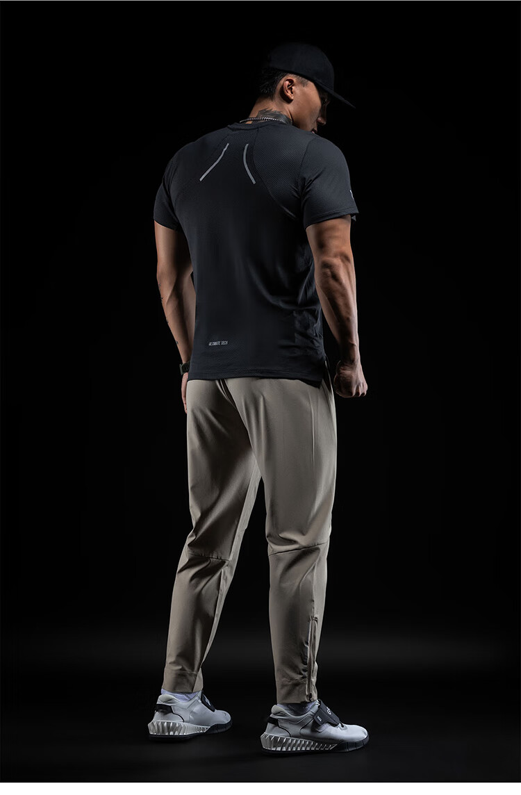 Monster Guardians Men's Sports Pants, Lightweight Breathable Quick-Dry Running Trousers, YKK Zipper Two-Tone Joggers, Khaki Color, Size M 19