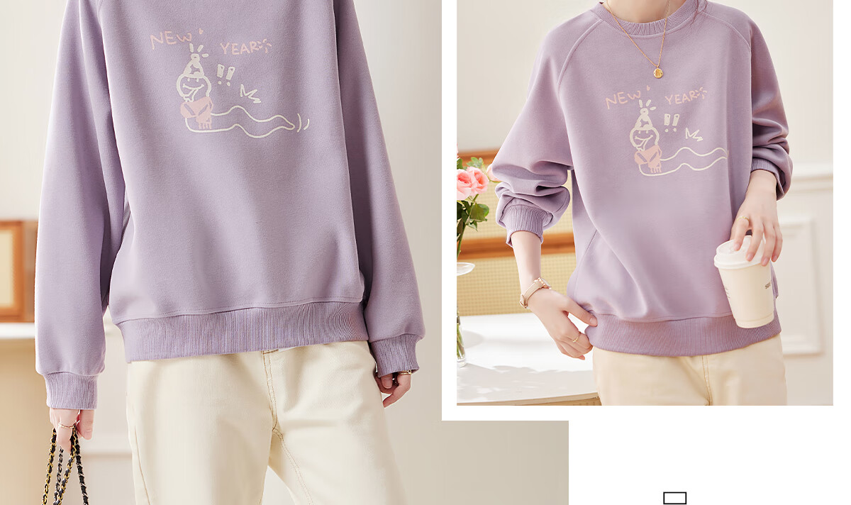 PinCai Relaxed Fit Sweatshirt for Women, Solid Color Round Neck Simple Loose Sweatshirt, Fashionable Casual Versatile Top P143W1031 40