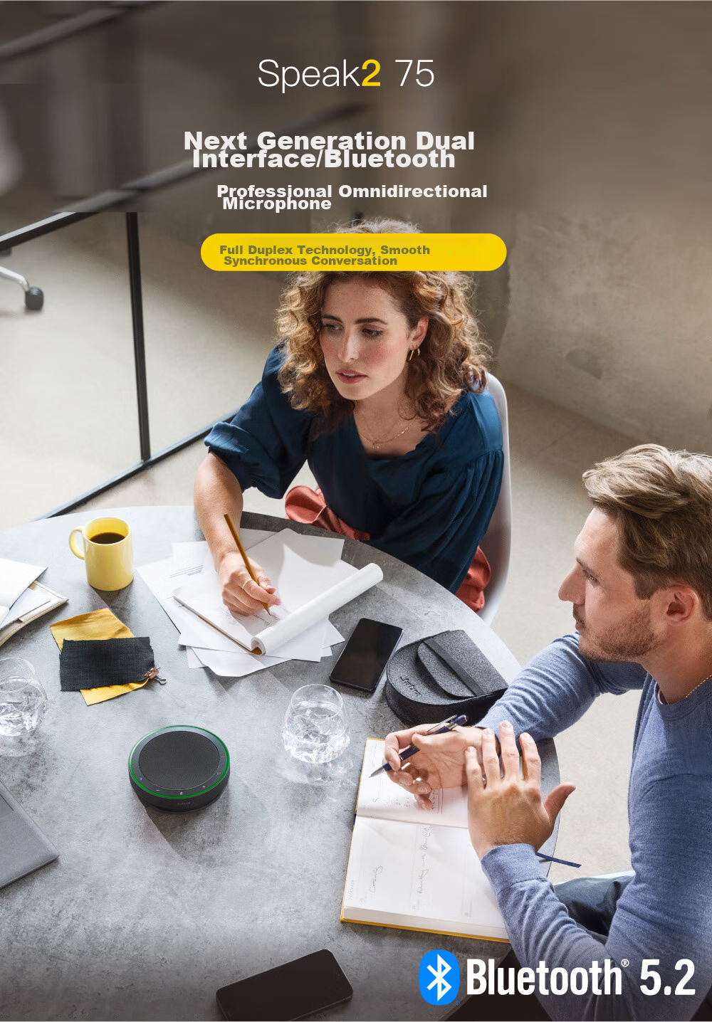 Jabra Video Conference Wireless Bluetooth Omnidirectional Microphone Speaker with Noise Reduction, 360-Degree Amplification And Sound Pickup, Speak2 75 MS (Suitable for Small Meetings) 2