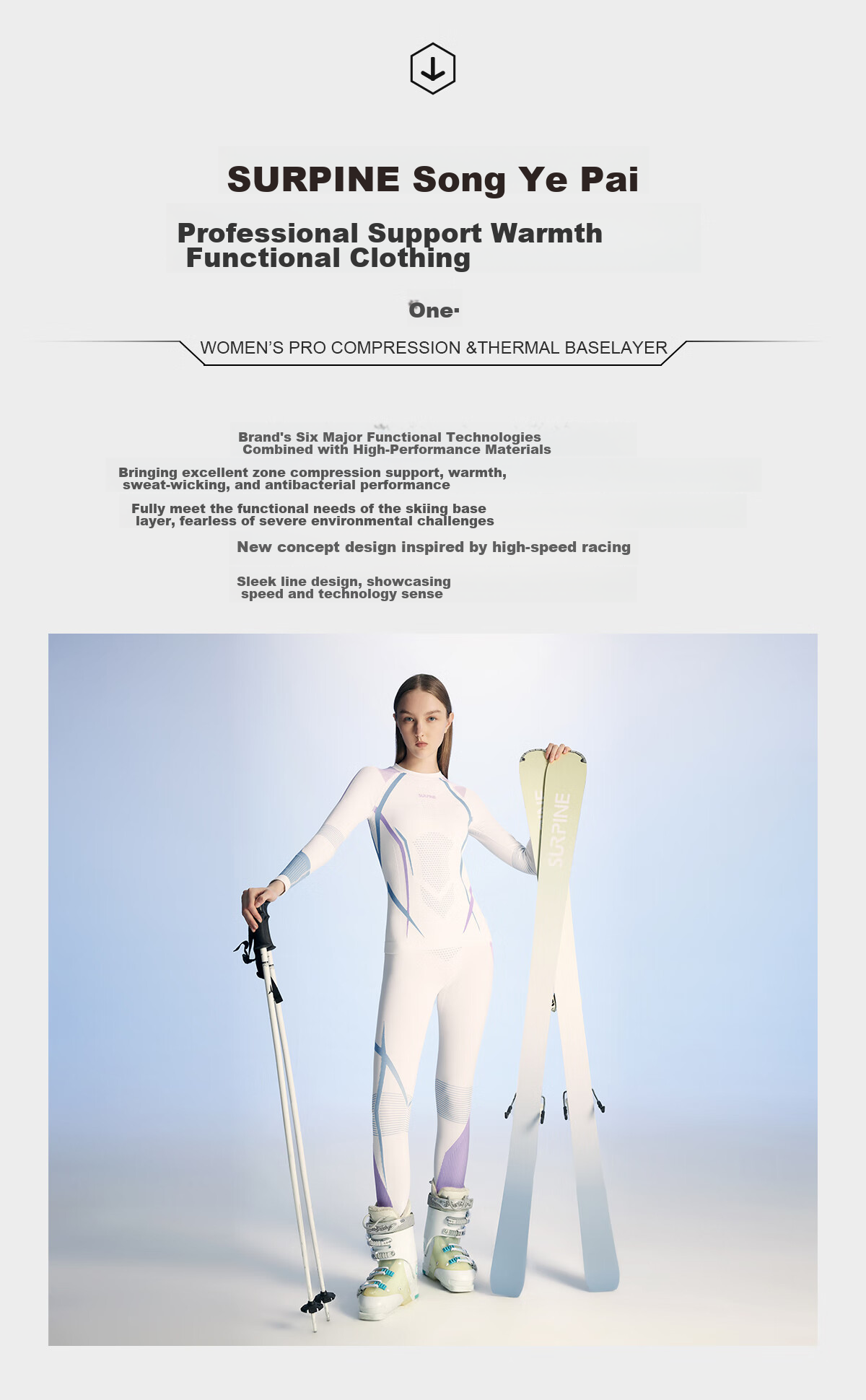 SURPINE Extreme Wind Series Women's Quick-Dry Ski Base Layer, Moisture-Wicking, Warm Functional Underwear, Form-Fitting Compression Shirt 3