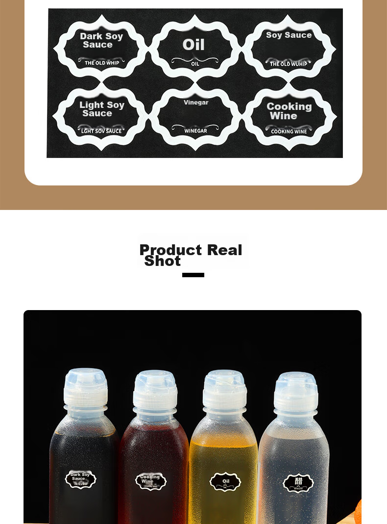 BJ Jiao Oil Bottle, 500ml*4 Pack, Squeeze Sauce Bottle, Vinegar Bottle, Soy Sauce Bottle, Oil Sprayer, Condiment Storage Squeeze Bottle 11