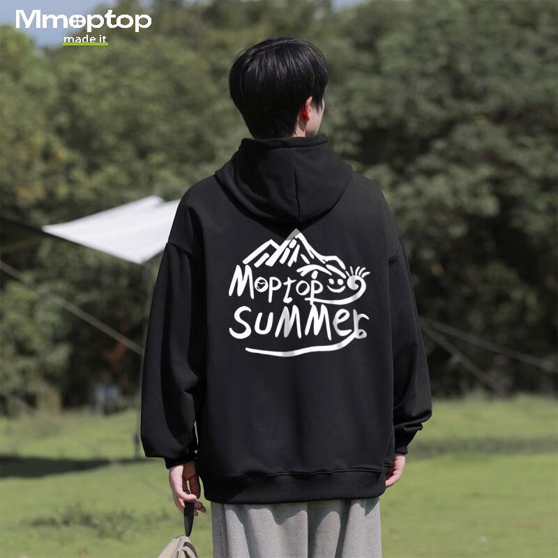 MMOPTOP Trendy Printed Sweatshirt for Men, Spring And Autumn American Style Loose Comfortable Casual Top MMWY01 Black M