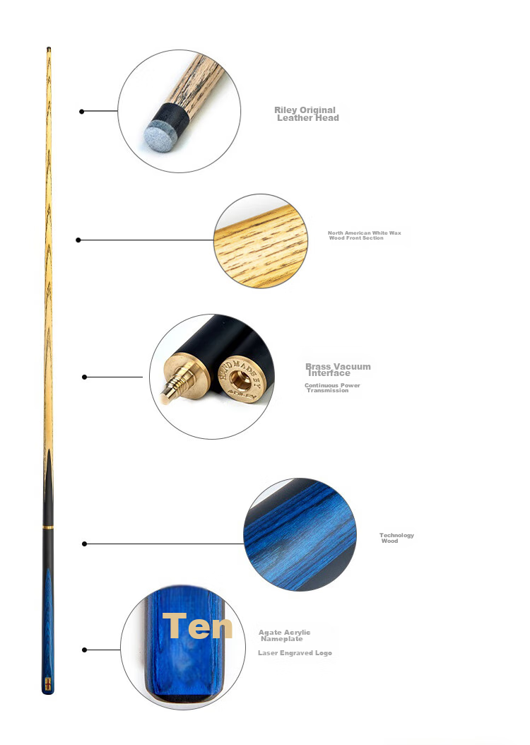 RILEY RES-180 Pool Cue, Black Eight Small Tip, Chinese Eight-Ball, Snooker Medium Tip, Scoring Pool Cue, 11.5 Inches 6