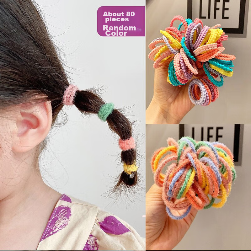 CHIMERA Approximately 80 Basic Elastic Hair Ties, Gentle on Hair, Flexible, for Girls' Hairstyles, Hair Accessories, And Hair Bands