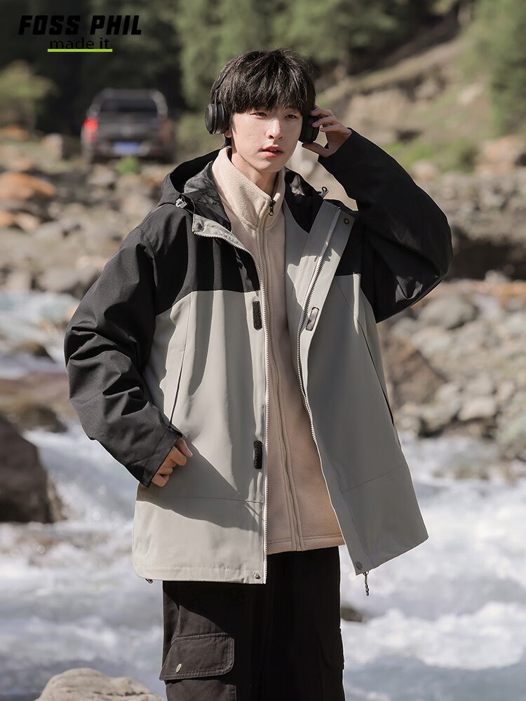 Foss Phil Workwear Jacket for Men And Women, Autumn And Winter Outdoor Windbreaker, Casual Loose Mountaineering Coat FPJK3 Black 3XL 10