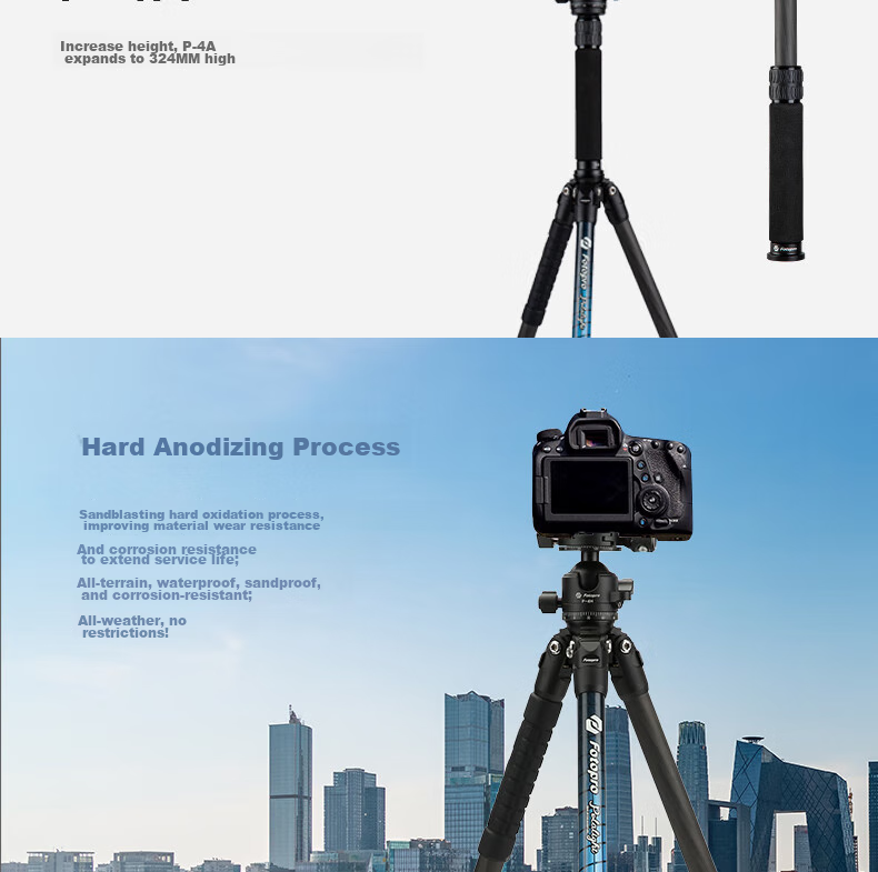 Fotopro P-4+P 4H+P Low-Angle Shooting, Dual Panoramic Ball Head, Digital Camera Photography And Videography Carbon Fiber Tripod 12