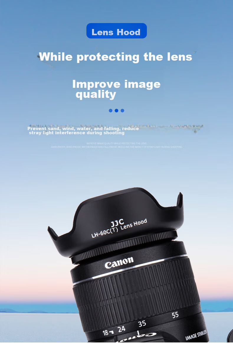JJC Compatible with Canon EF-S 18-55 II Lens Hood, Second Generation, 58mm, for 550D 650D 1000D 1200D 1300D DSLR Cameras, Accessory EW-60C 1