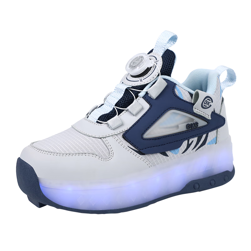 BKG Sneakers for Boys And Girls, Detachable Children's Sports Skateboarding Shoes ZYQ24311-B10 Gray-Blue 39