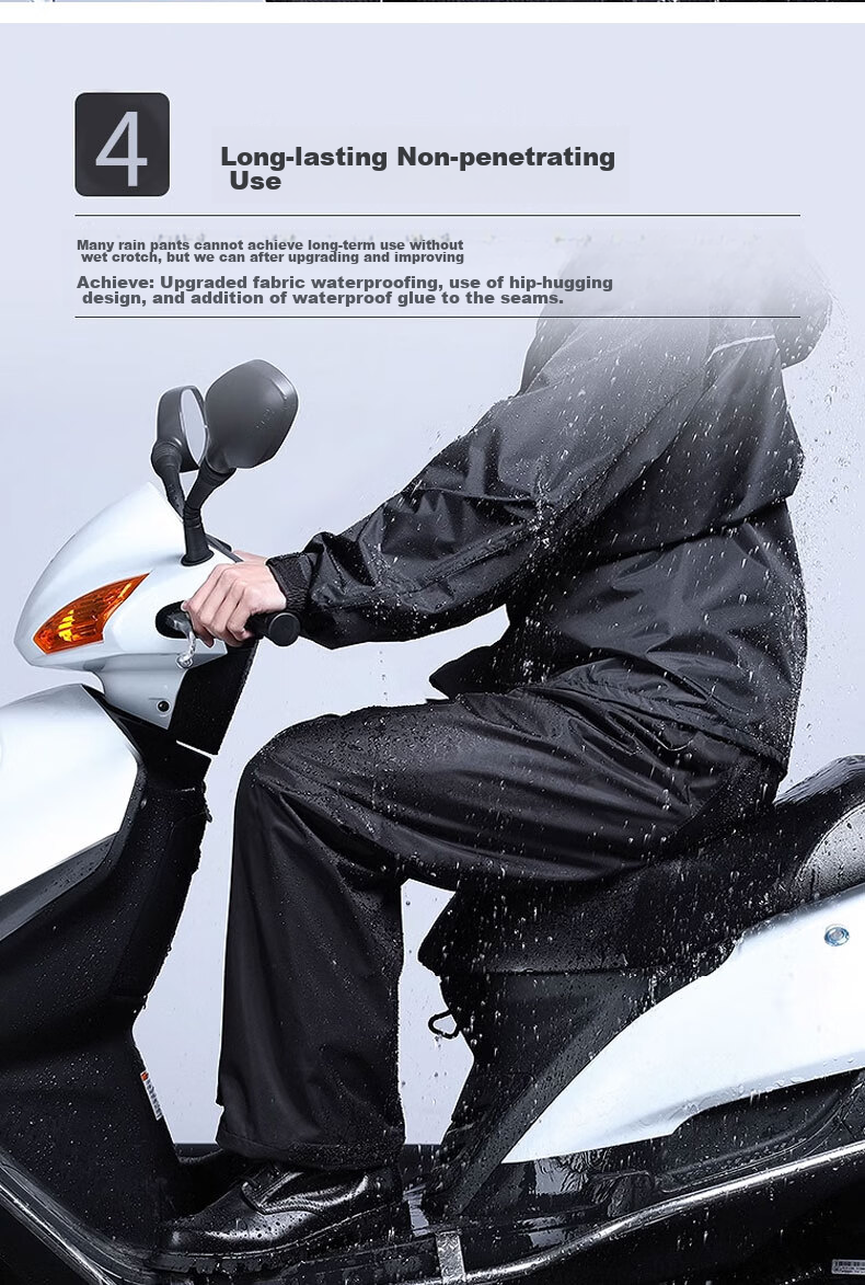 BWNK Waterproof Rain Pants for Men, Half-Body Heavy-Duty Breathable Wear-Resistant Adult Raincoat, Black One Size Fits All, 1 Piece 5
