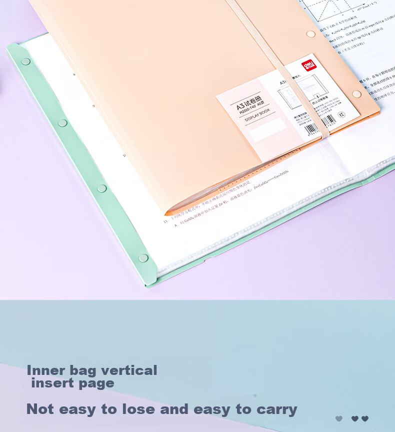 Deli A3/40-Page Document Folder, Exam Paper File Folder, Insert Pockets, Certificate Collection Folder, Prenatal Checkup Report Folder, Sheet Music Folder, Elementary And High School PQ310-T40 Red 4