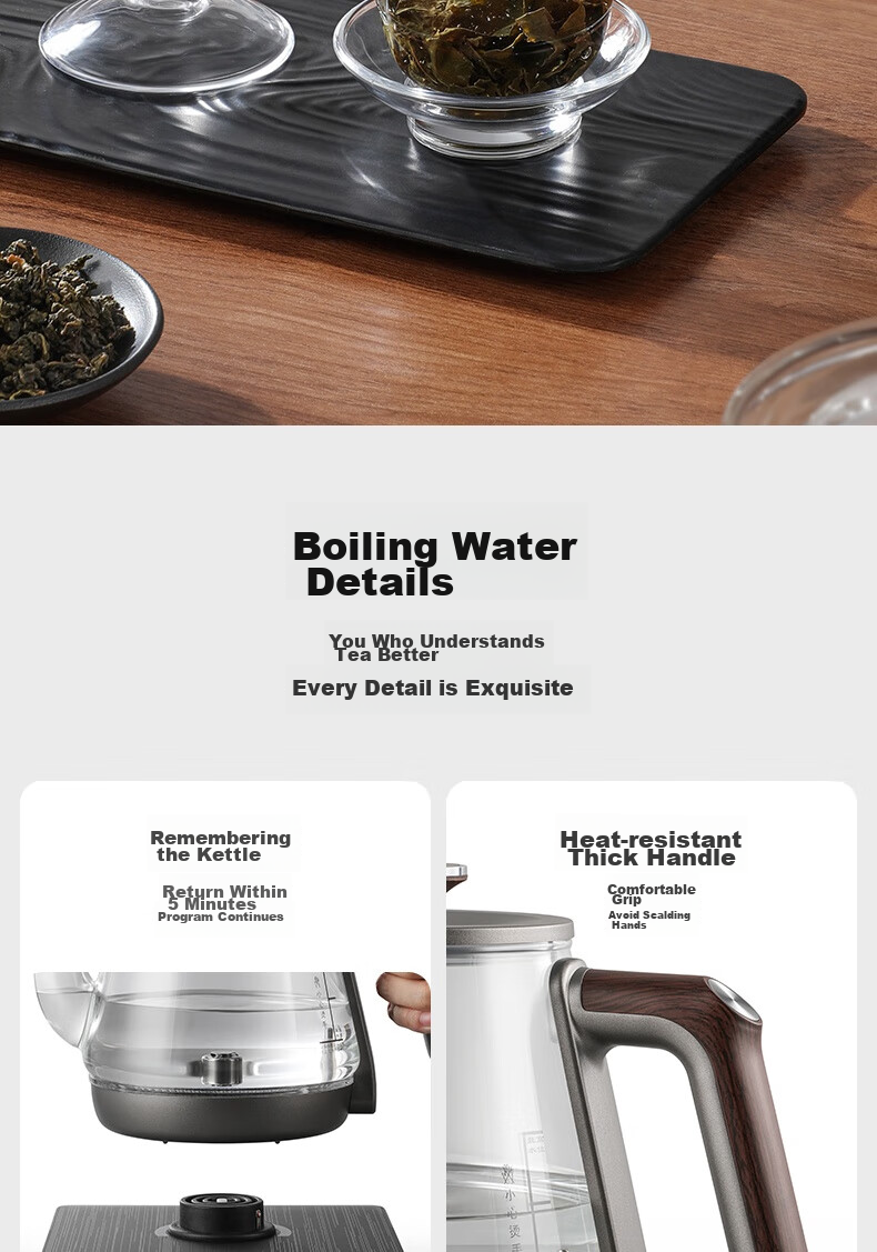 FUNORK Fully Automatic Electric Kettle with Water Pump, Glass Water Boiler for Tea Table, Integrated Tea Table And Coffee Table, Heat Preservation, Tea Brewing Utensils, Electric Tea Stove RY-D3 17