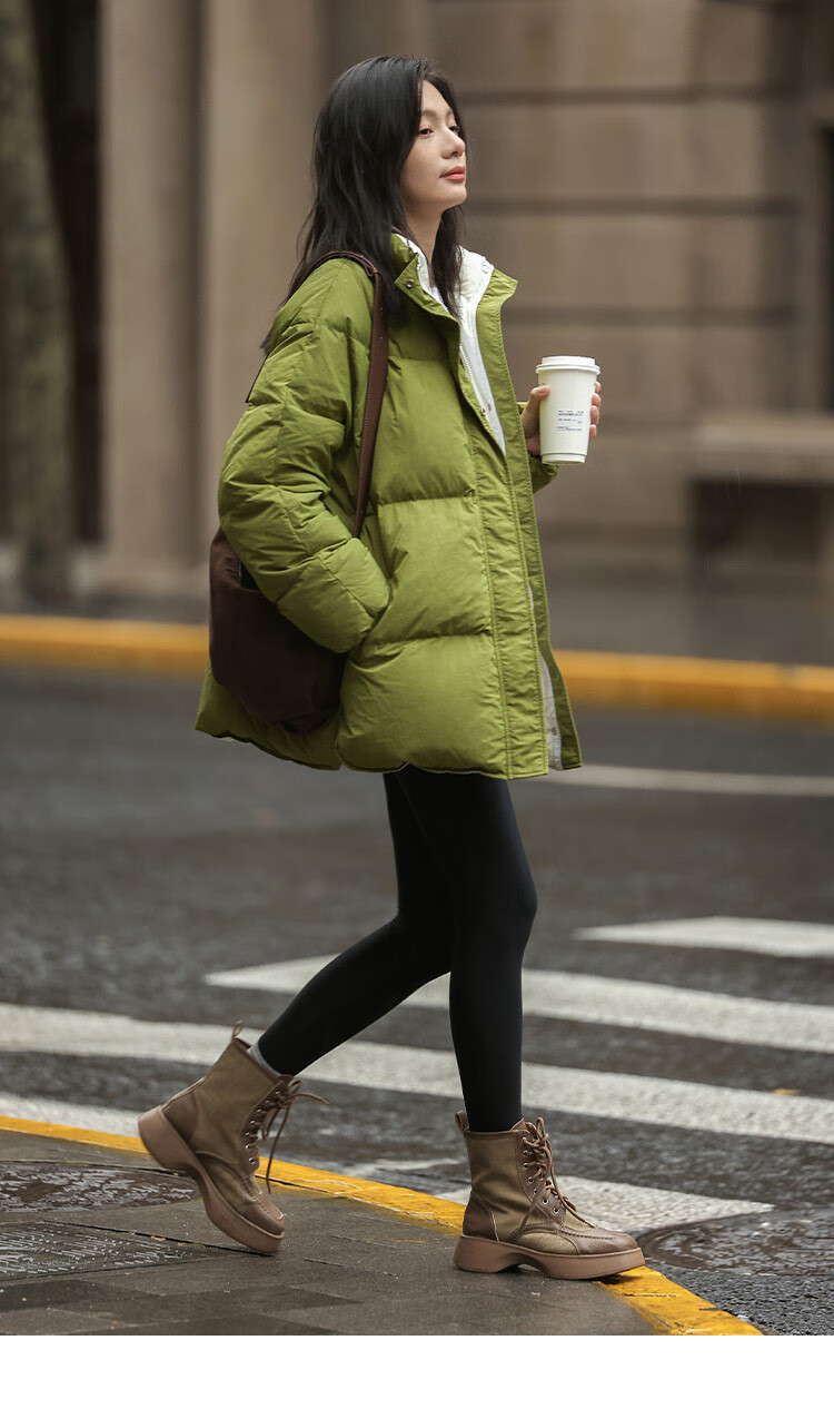 Dme [Avocado Good Mood] Winter Lightweight Stand Collar Warm 90% Duck Down Filling Versatile Women's down Jacket 14