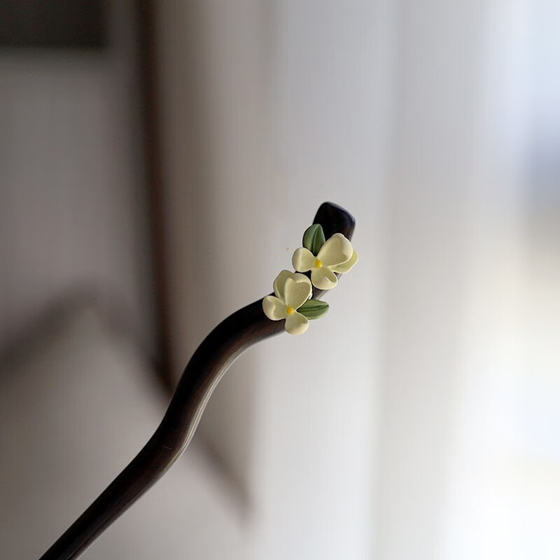 Gunai Wooden Hairpin, Jasmine And Gardenia Floral Vintage Style Hair Accessory, Hanfu Hair Stick, Headdress, Women's Day Gift for Girlfriend 10