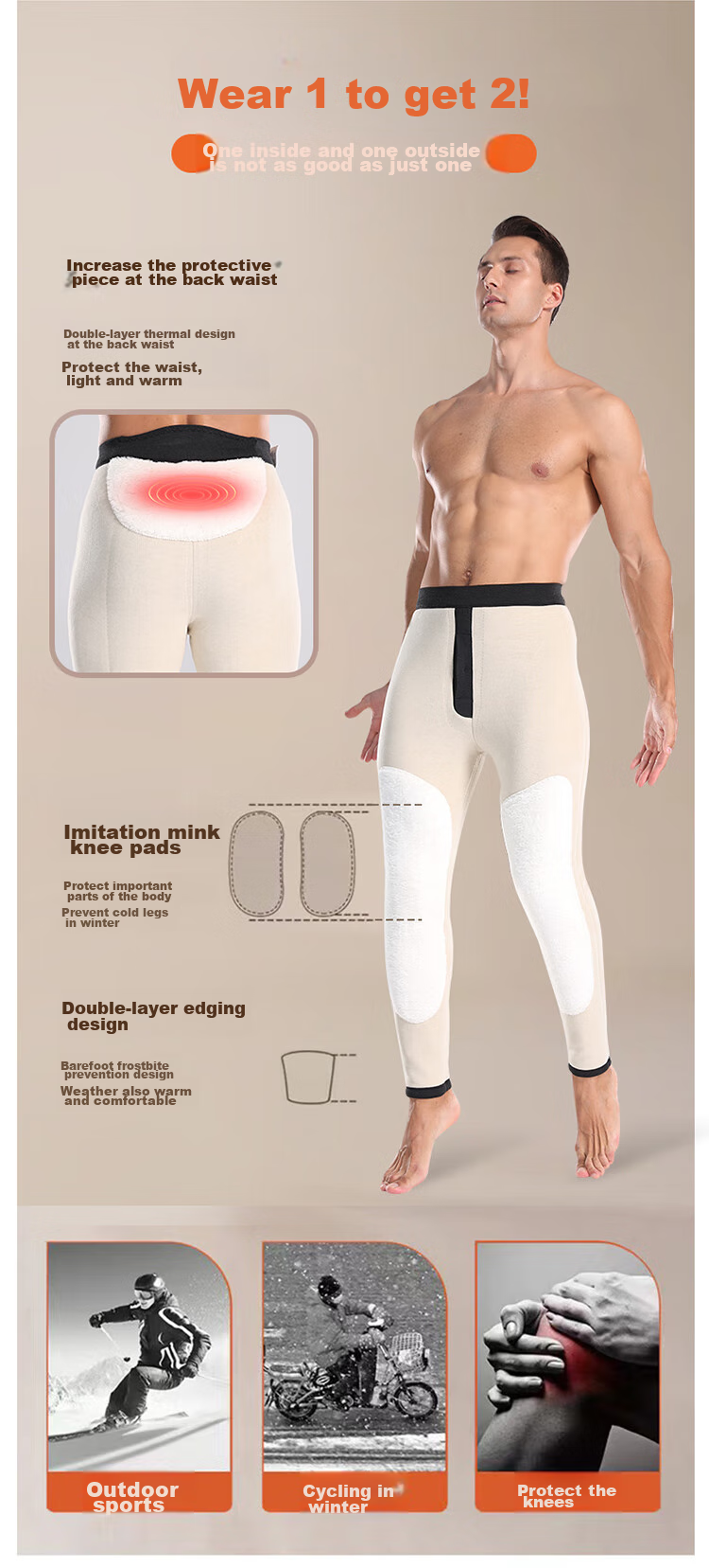 LangSha Wool Pants, Warm Men's Thick Fleece-Lined Knee Protection, High Elasticity, for Middle-Aged And Elderly, Northeast Cold-Proof Cotton Pants for Outdoor Wear in Winter 5