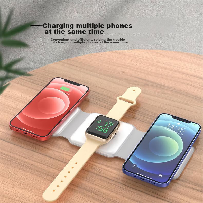 Zitai Three-In Foldable Magnetic Wireless Charger for Apple Magsate 15W Fast Charging IPhone 18/17/16/15/AirPods Earphones/iWatch W07 3