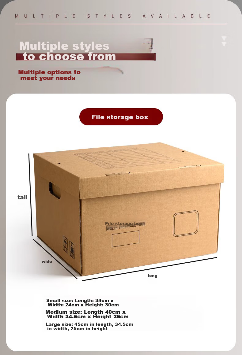 Yuzijian Large 5-Drawer File Storage Box, Three-Layer Thickened 250g Imported Kraft Paper Box, Office Document Financial Accounting Material Storage Turnover Box 2