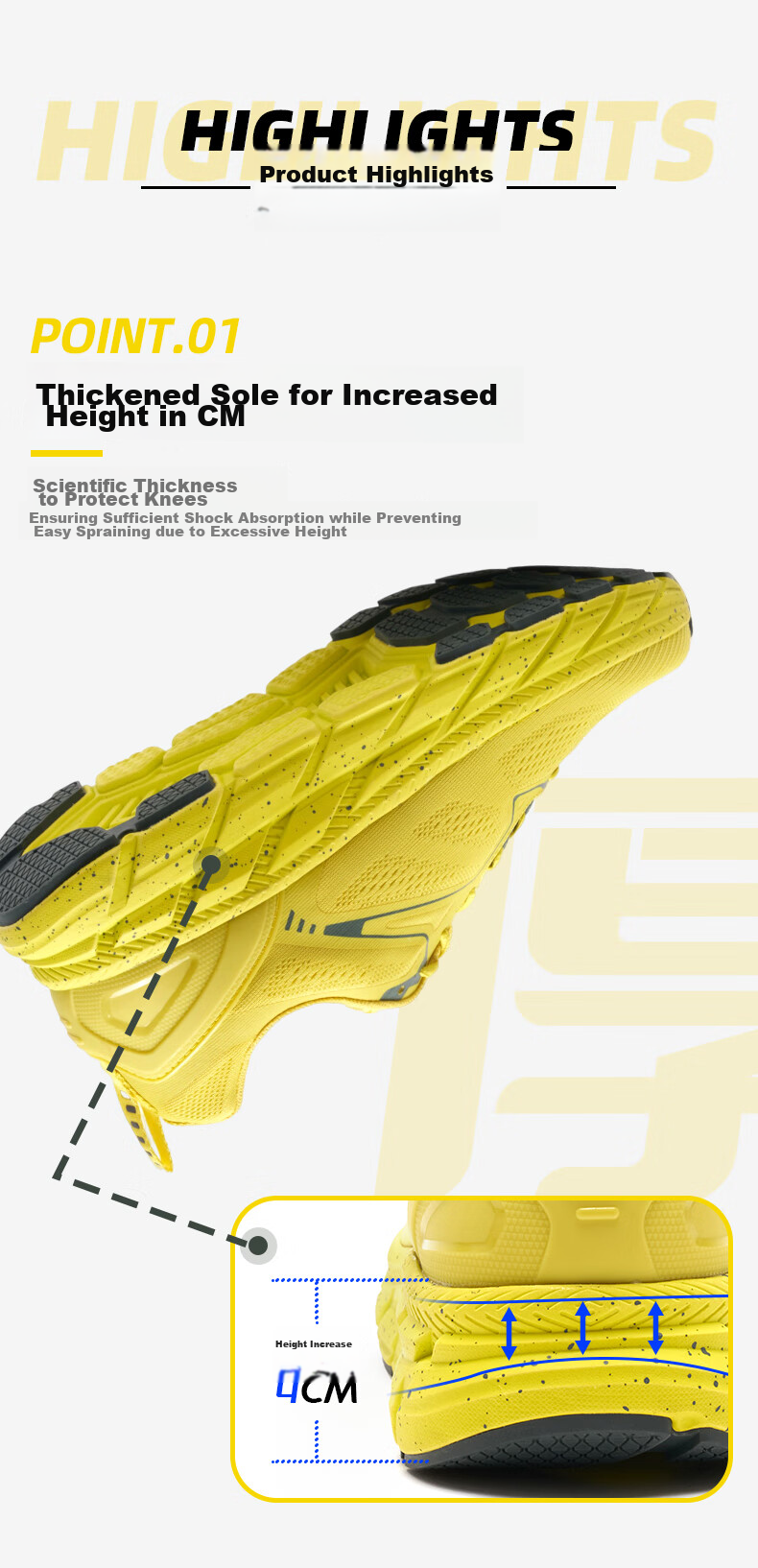 Huwaitegong R11 Shock-Absorbing Running Shoes, Jogging Shoes, Cushioned Breathable Aerobics Jump Rope Shoes, Lightweight Sports Shoes for Men And Women, Black And Gold, Size 42 3