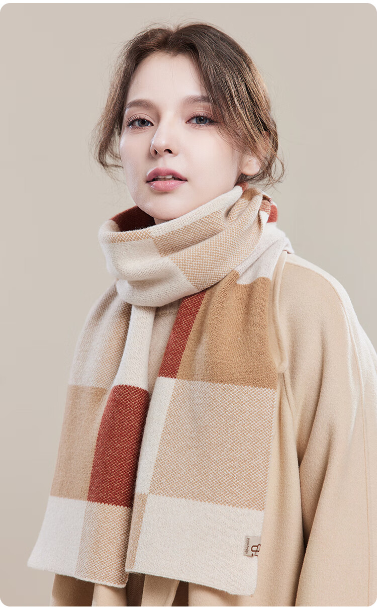 JIUMU Pure Wool Scarf for Women, Autumn And Winter Ladies' Warm Neck Warmer, Gift for Girls on National Day Or Birthday, Gift Box Packaging 15