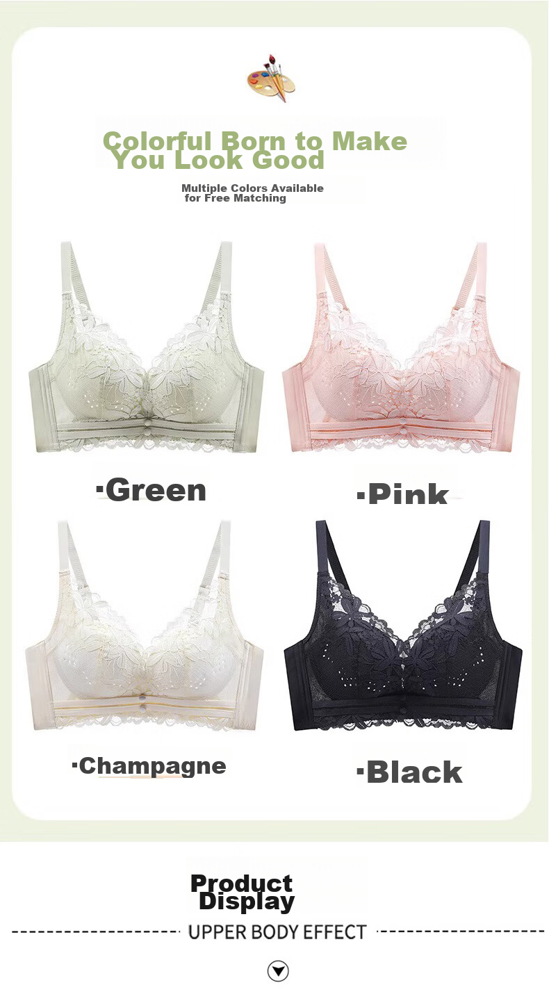 LangSha Women's Bra, Minimizing for Large Breasts, Wireless, Anti-Sagging, Breathable for Summer, Perforated Cups, Sexy Lace, Adjustable Bra 11
