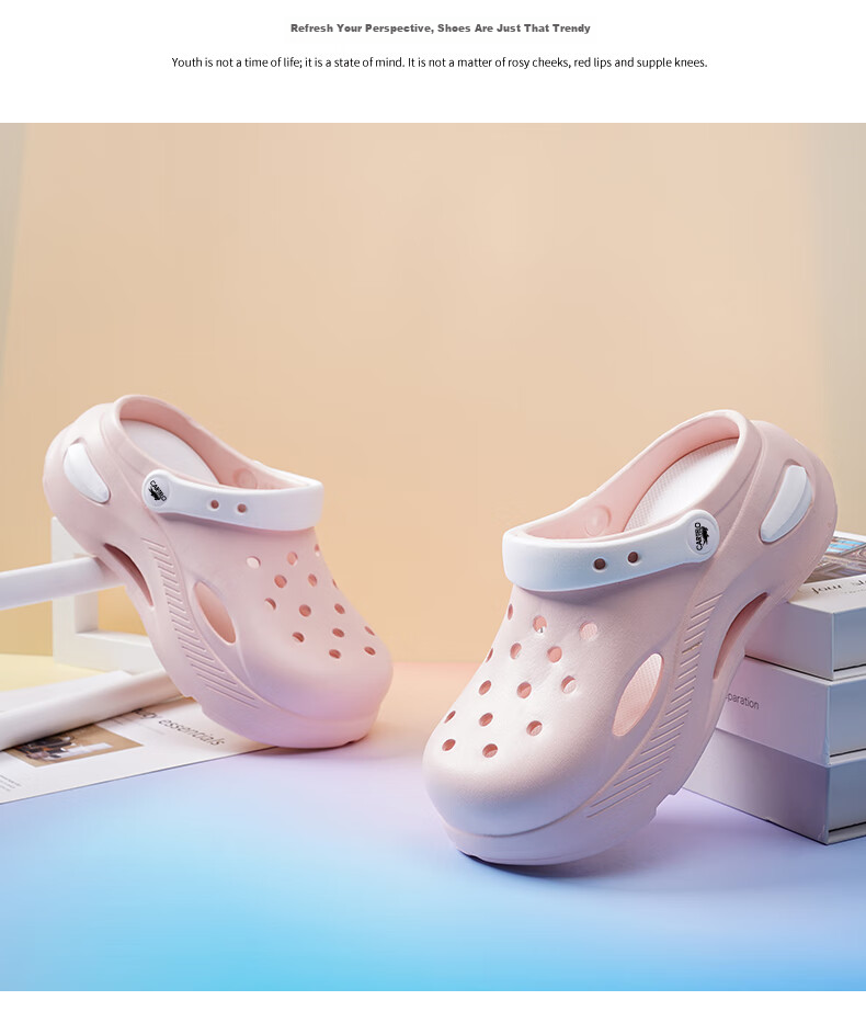 CARTELO Women's Perforated Shoes, Summer Sandals, Casual Slippers, Garden Dual-Use Beach Sandals for Women, 1463 White Pink, Size 37-38 15
