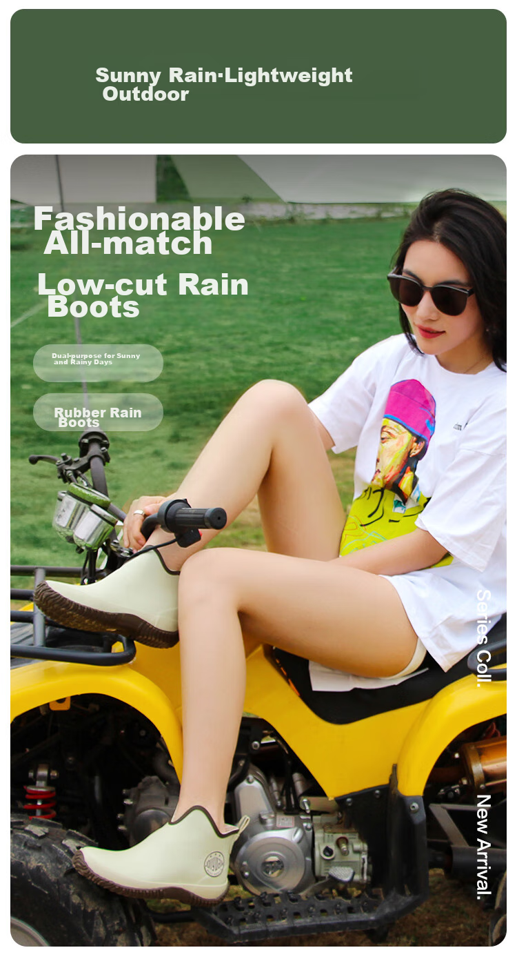 Jolly Walk New Women's Rain Boots, Low-Cut Fashion Waterproof Rain Shoes, Short Rubber Overshoes JW228-1 Orange 39 1