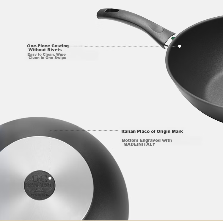 BALLARINI Non-Stick Wok, Imported Stir-Fry Pan, Chinese Cooking Pot, Specially Designed for Gas Stoves, 28cm Leiyato Series 11