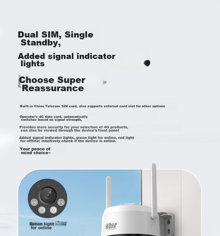 Dahua 200W 4G Surveillance Camera with Dual-Light Full-Color Night Vision, PTZ Dome Camera, Outdoor Waterproof, Remote Mobile Access, Requires Data Plan Recharge, DH-HA2A 3