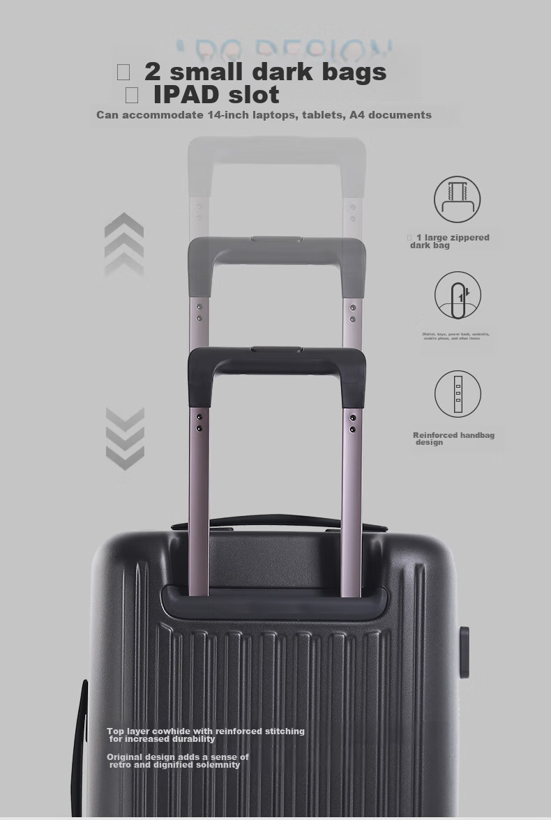 CROWN Zipper Aluminum Frame Suitcase, Carry-On Luggage, Large Capacity Front-Opening Case, Small Size 5278-20 Beige 6