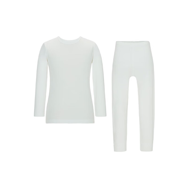 Aimer Kids Thermal Underwear for Boys And Girls, Autumn Thin Warm Base Layer Top And Bottom Set, White, Size 140