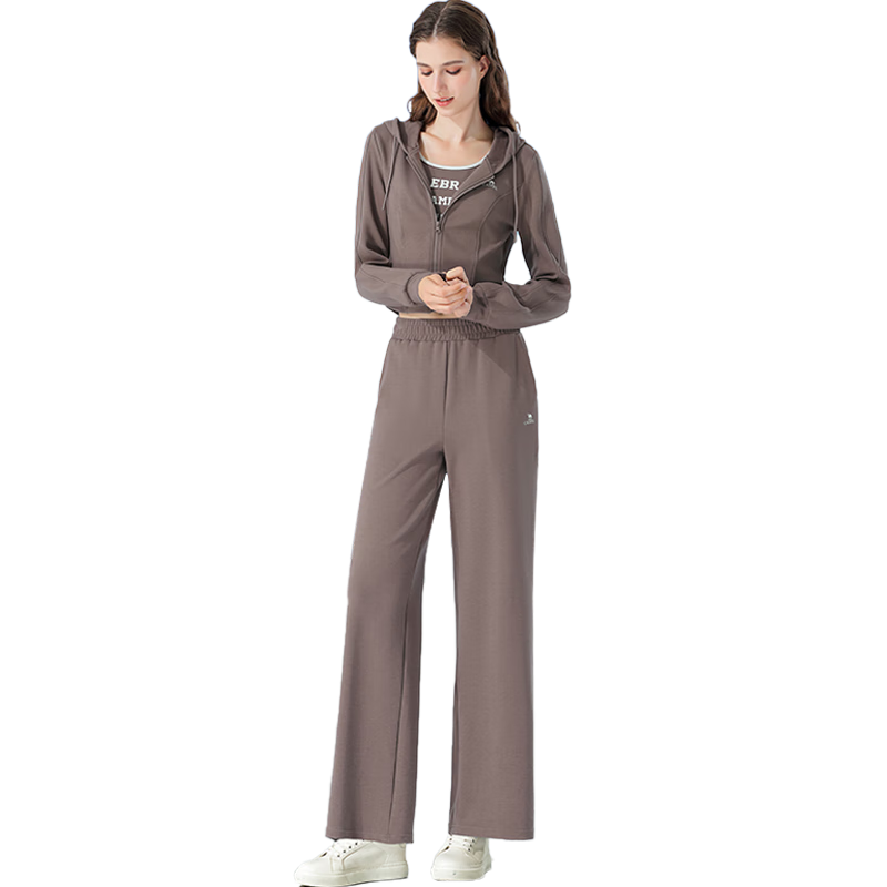 CAMEL Casual Sports Set, New Women's Outerwear, Wide-Leg Straight Pants, Vest Three-Piece Set, Knitted Casual Sportswear