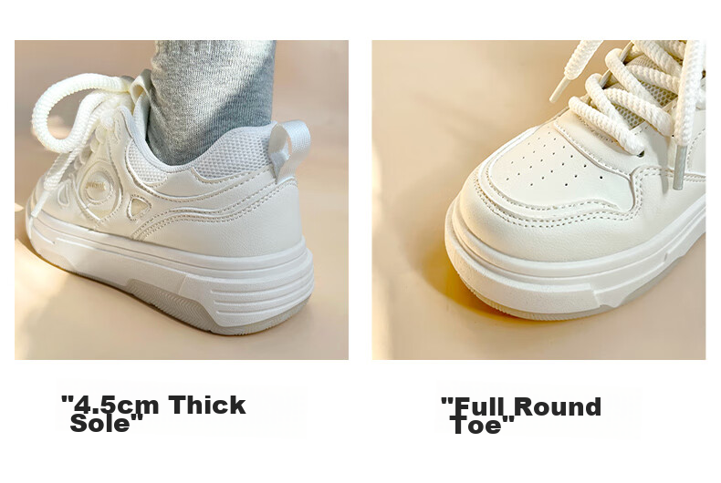 Paul Frank Women's White Sneakers, Versatile Casual Shoes for Students And Couples, Campus Sports Skateboard Shoes, Size 177 White Women's 40 10