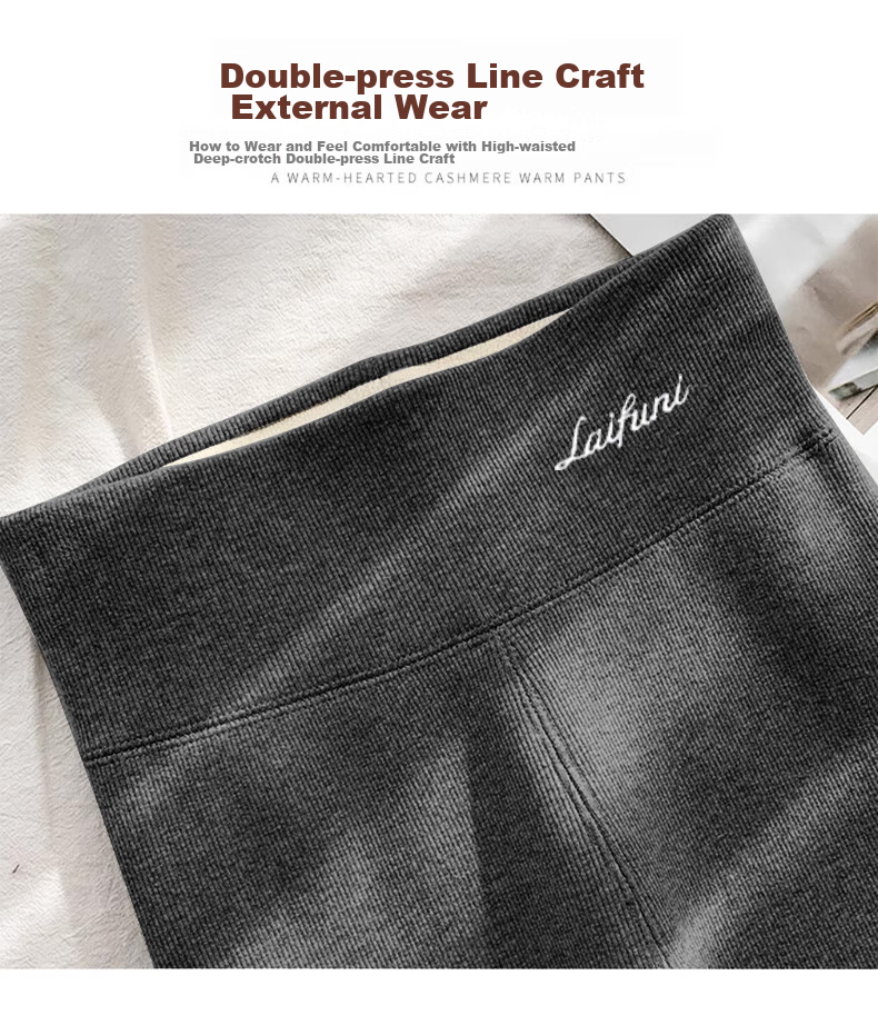 XUEXIMAN Women's Leggings, Autumn And Winter, Lambswool Ribbed, High-Waisted Slimming Elastic All-In Fleece Pants, Warm Cotton Pants 13