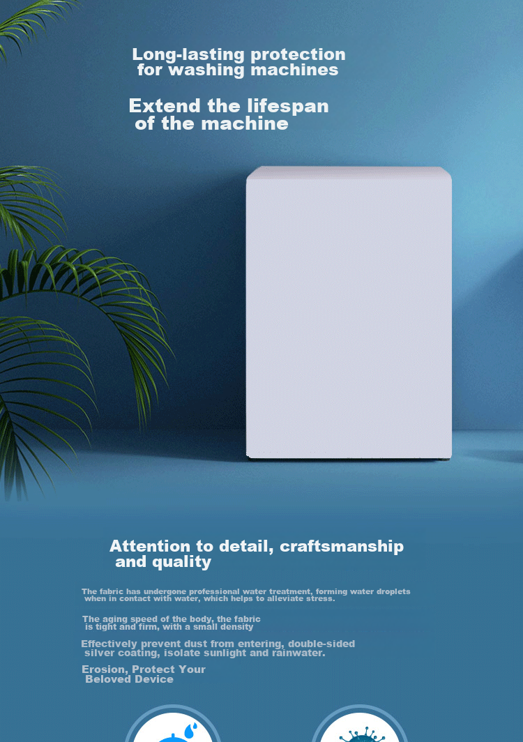 Qijiaoban Washing Machine Cover, Universal Waterproof Sunproof Dustproof Silver-Coated Cover for Fully Automatic Washers, Compatible with Multiple Brands of 7-12kg Washing Machines 2
