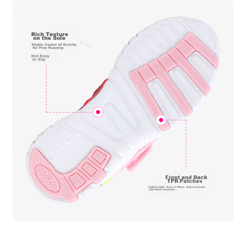 Barbie Children's Shoes, Summer Kids' Sneakers, Girls' Breathable Mesh Shoes, Casual Sports Shoes DA5506, Light Purple, Size 34 11