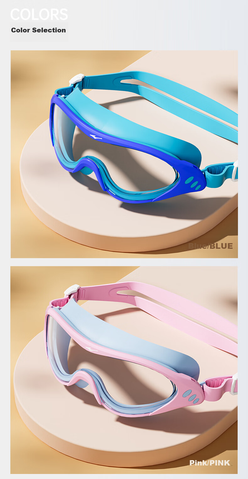 ERKE Children's Large Frame Swimming Goggles, High-Definition Anti-Fog Anti-Glare, for Swimming And Diving Beginners, Protective Eyewear, Green And Blue Color 7