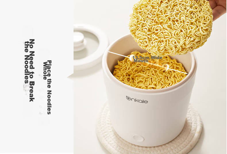 Ankale Multifunctional Pot Electric Cooking Pot 1L for Student Dormitory 1-2 People Mini Hot Pot Noodle Pot Non-Stick Anti-Boil Stir-Fry Steaming Frying Cooking Pot AJL-A101 with Steamer Basket 5