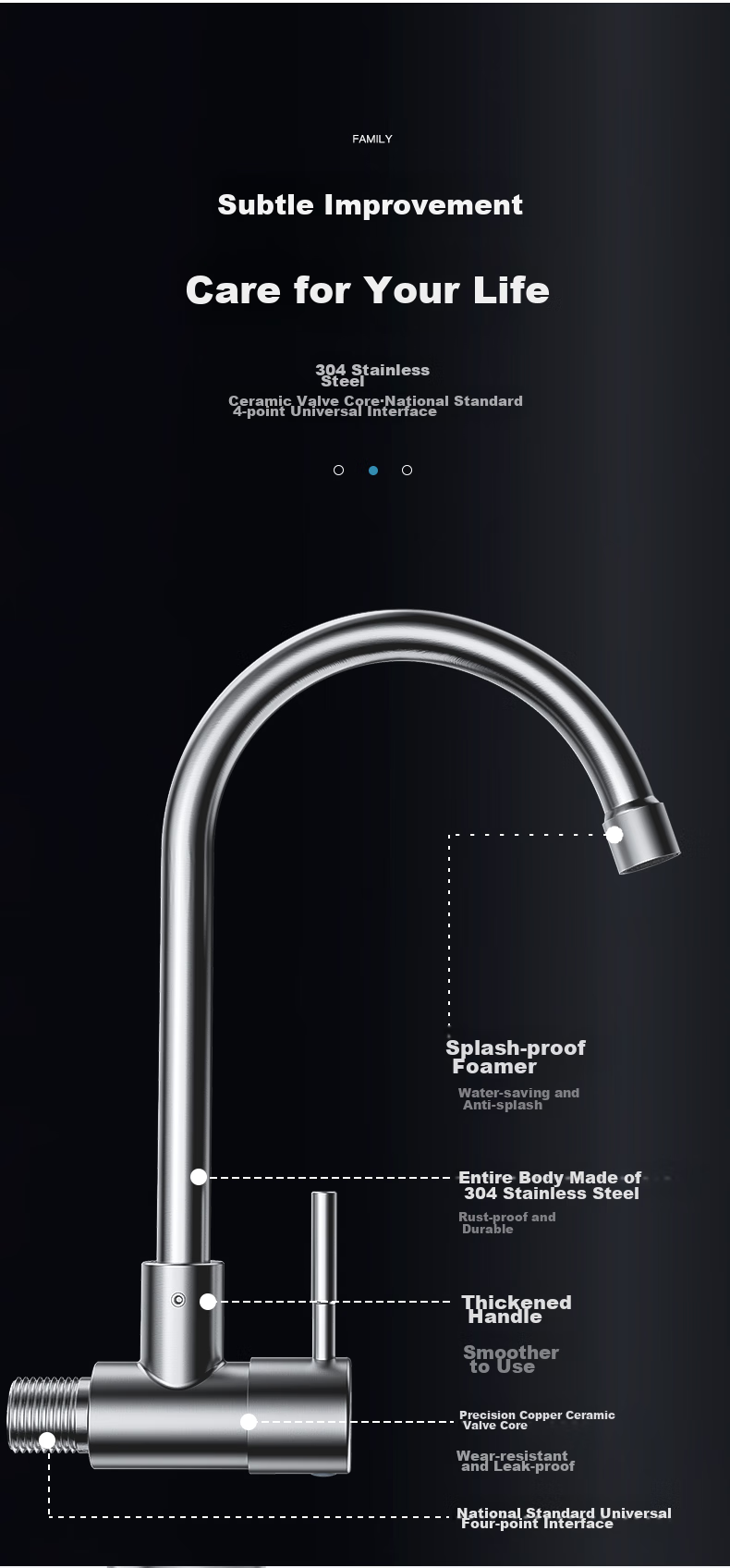 Haili Wall-Mounted Single Cold Faucet, 304 Stainless Steel Kitchen Sink Faucet, Wall-Mounted, for Washing Vegetables, Clothes, Mop, And Basin, Model 1141D 13