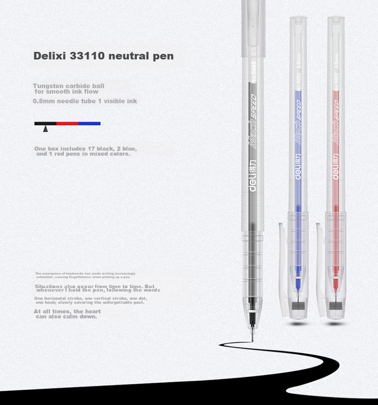 Deli Black Gel Pen, 0.5mm Full Needle Tip, Office Supplies, 40 Pens/Tube, 33107, Gaokao Exam 1