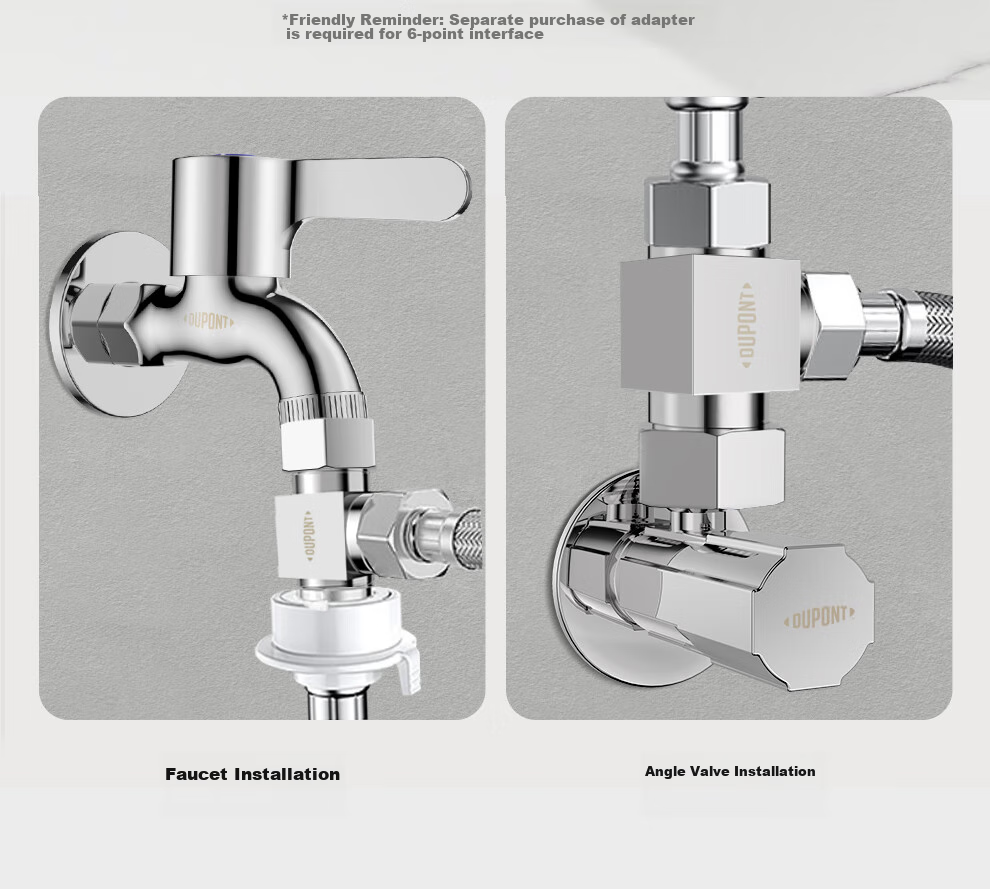 DU PONT DU PONT Three-Way Connector, Thickened One-In Toilet Accessory, 1/2 Inch Union Joint, Copper Material Angle Valve Water Distributor 5