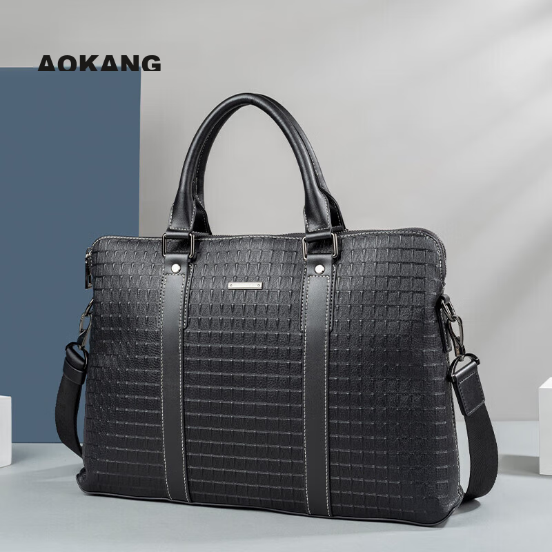 Aokang Men's Business Briefcase, Top-Layer Cowhide Leather, Handheld Shoulder Crossbody Laptop Bag, Birthday Gift for Husband