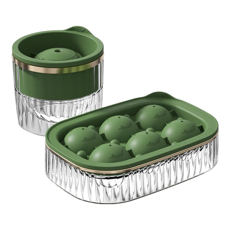 AOmeiyou Ice Cube Tray Mold, Refrigerator Homemade Ice Cube Tray, Food-Grade Silicone Ice Cube Mold, Avocado Green, 6 Compartments
