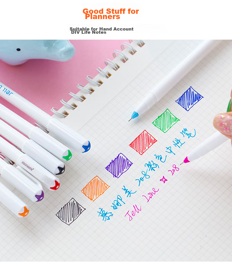 Monami [Back to School Essential] Monami (Monami) Needle-Tip Gel Pen Set with Frosted Colorful Barrel, Ballpoint Pen, Signature Pen, 0.5mm Black Ink, 02091-6 Pack 5