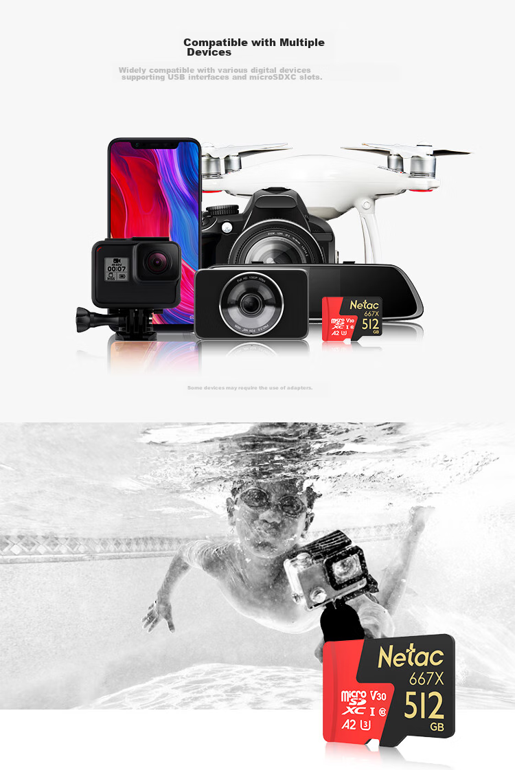 Netac 512GB TF (MicroSD) Memory Card, U3 A2 4K Ultra PRO Edition, Compatible with DJI Action Cameras And GoPro Memory Cards, Read Speed 160MB/s 7